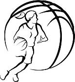 Girls Basketball Clipart Black And White_768715