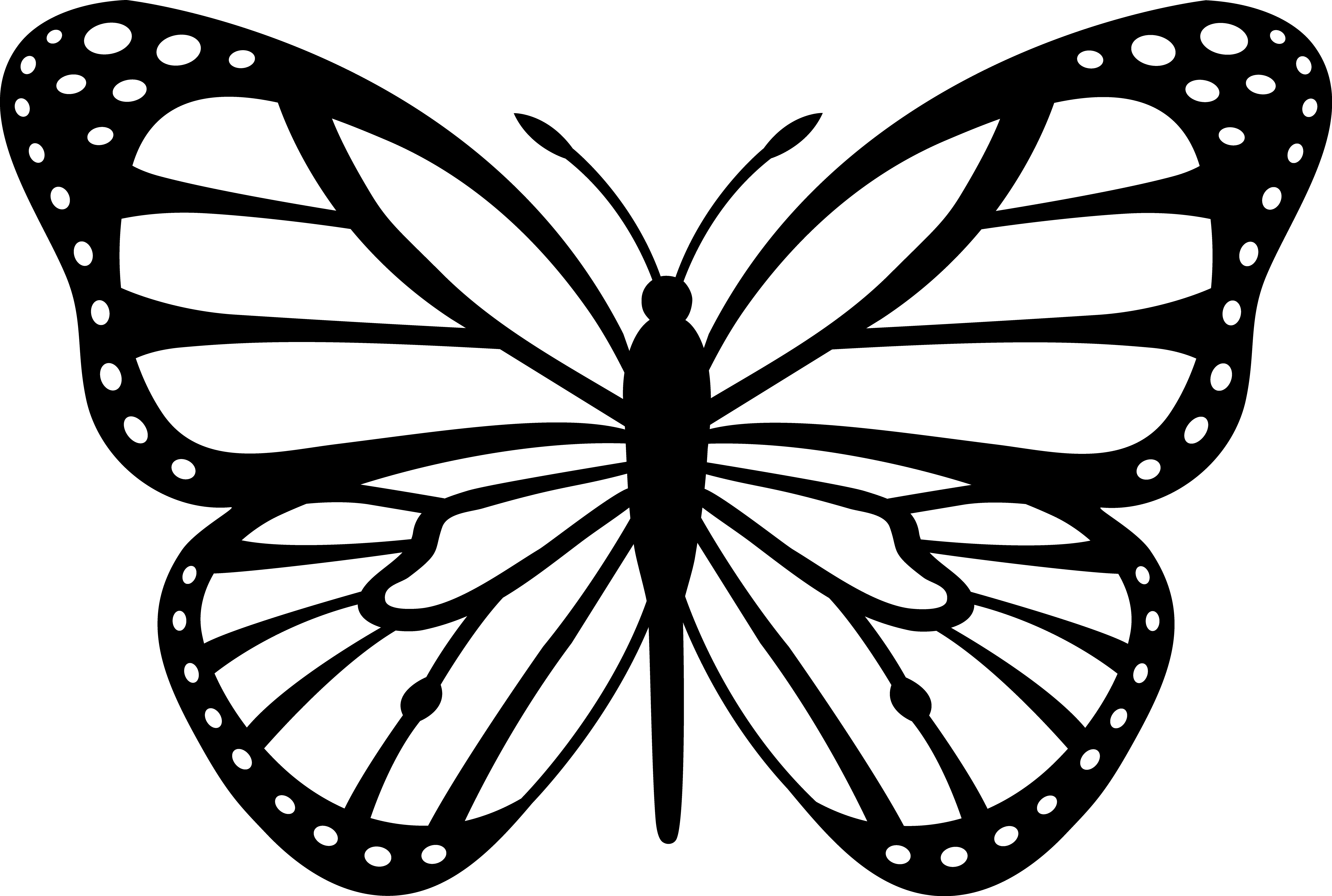 Black and White Monarch Butterfly Free Clip Art