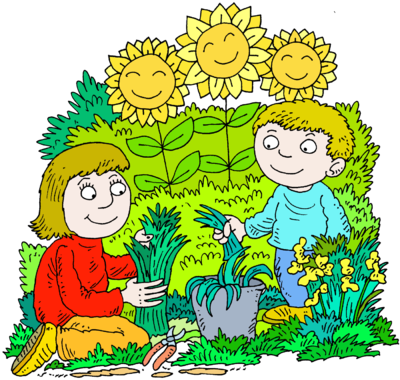 Image Mother and Son in a Happy Gardening Picture Christart
