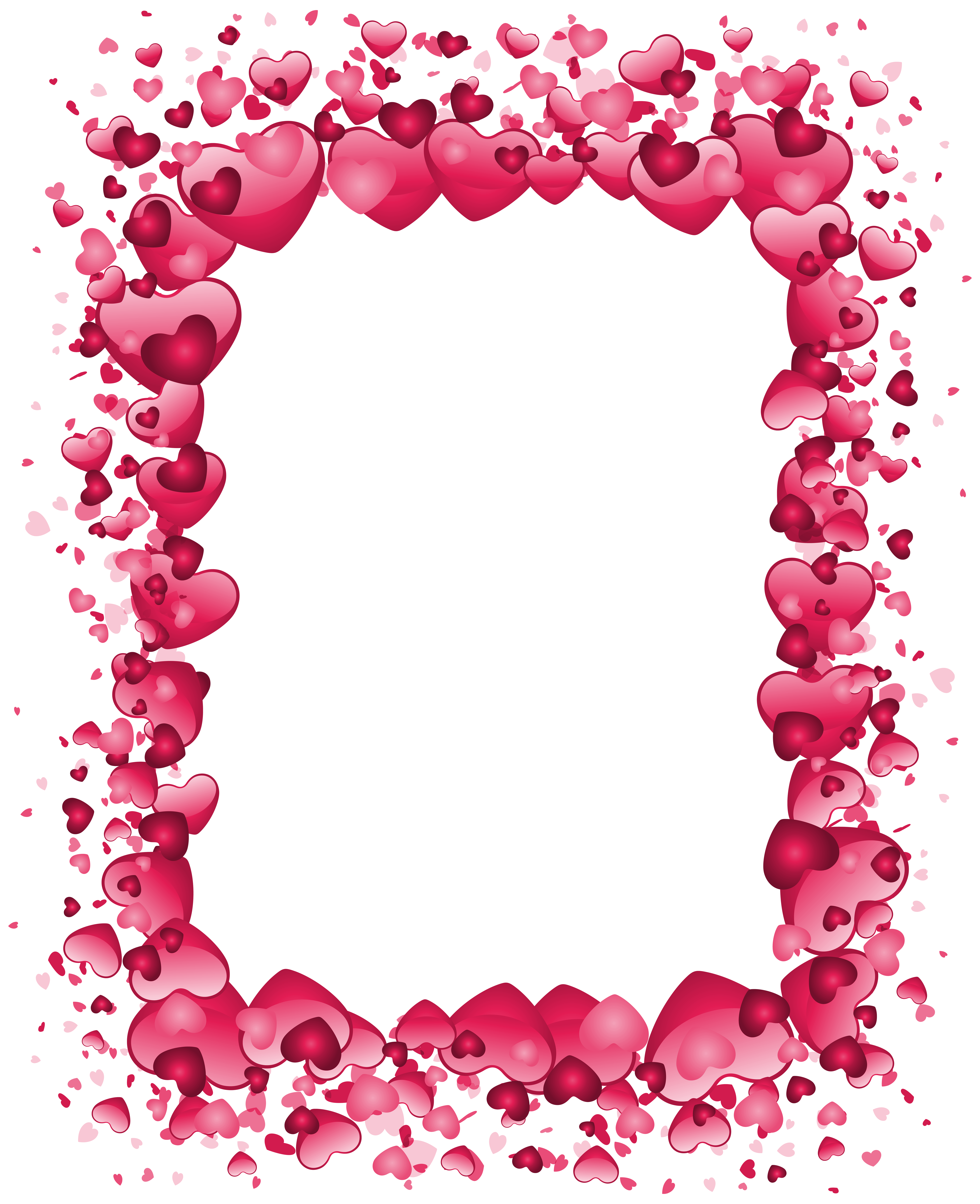 Valentine#39s Day Pink Heart Border Transparent PNG Clip Art Image 