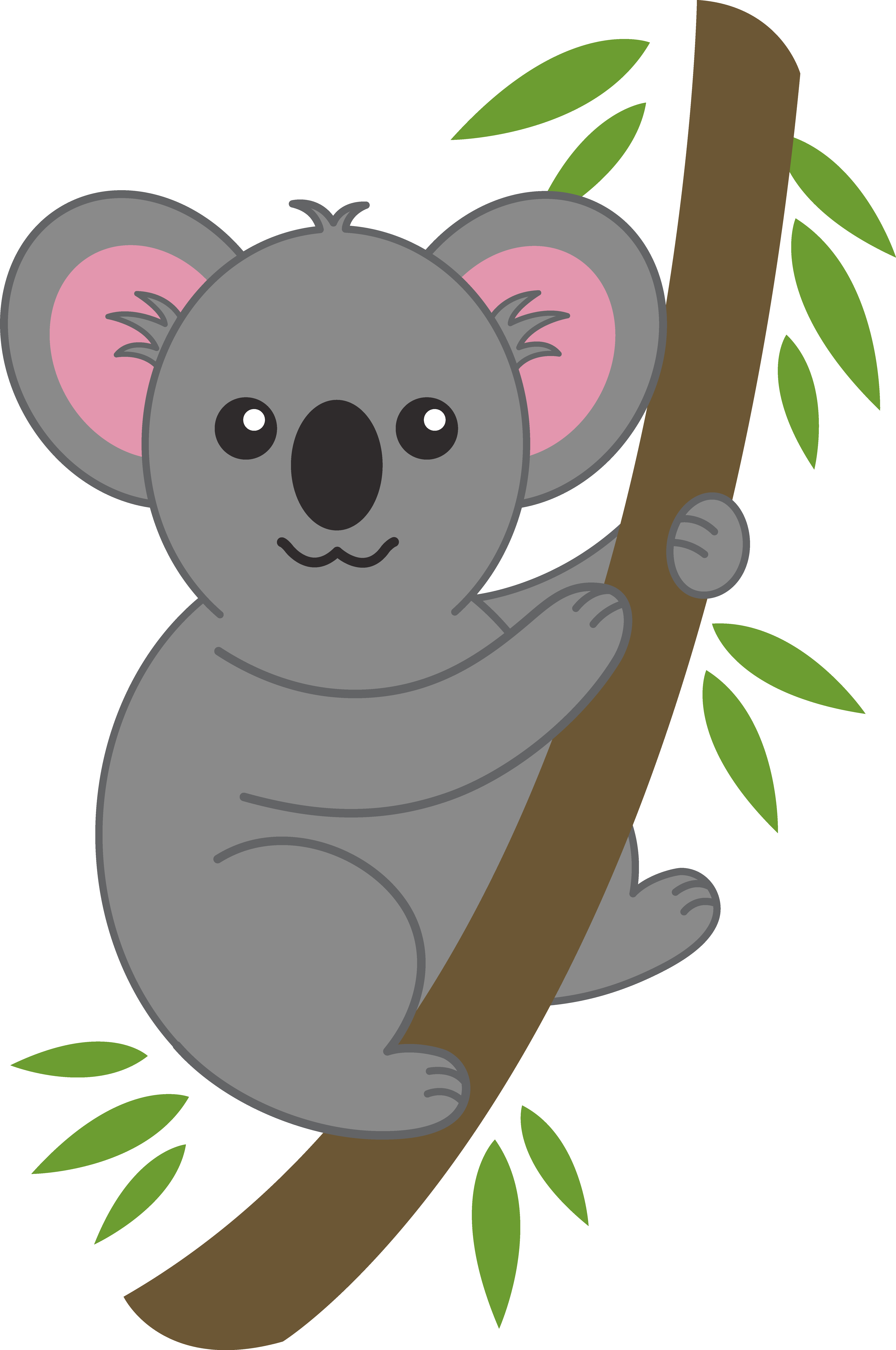Cute Koala on Tree Branch Free Clip Art