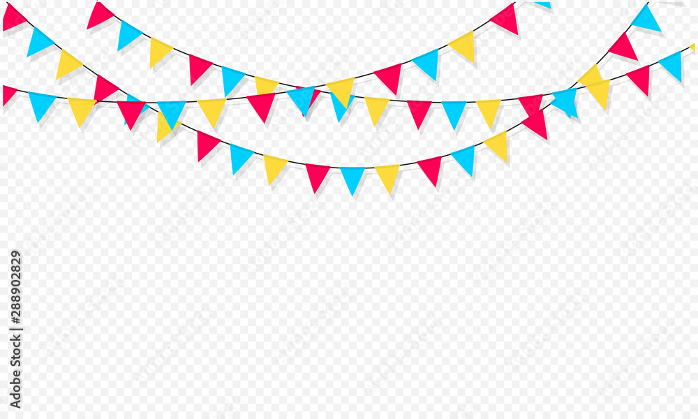 Carnival Garland Flags Decorative Colorful Party Stock Vector Clip