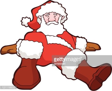 Tired Santa Claus Sleeping On Floor Isolated On White Background Clip Art Library