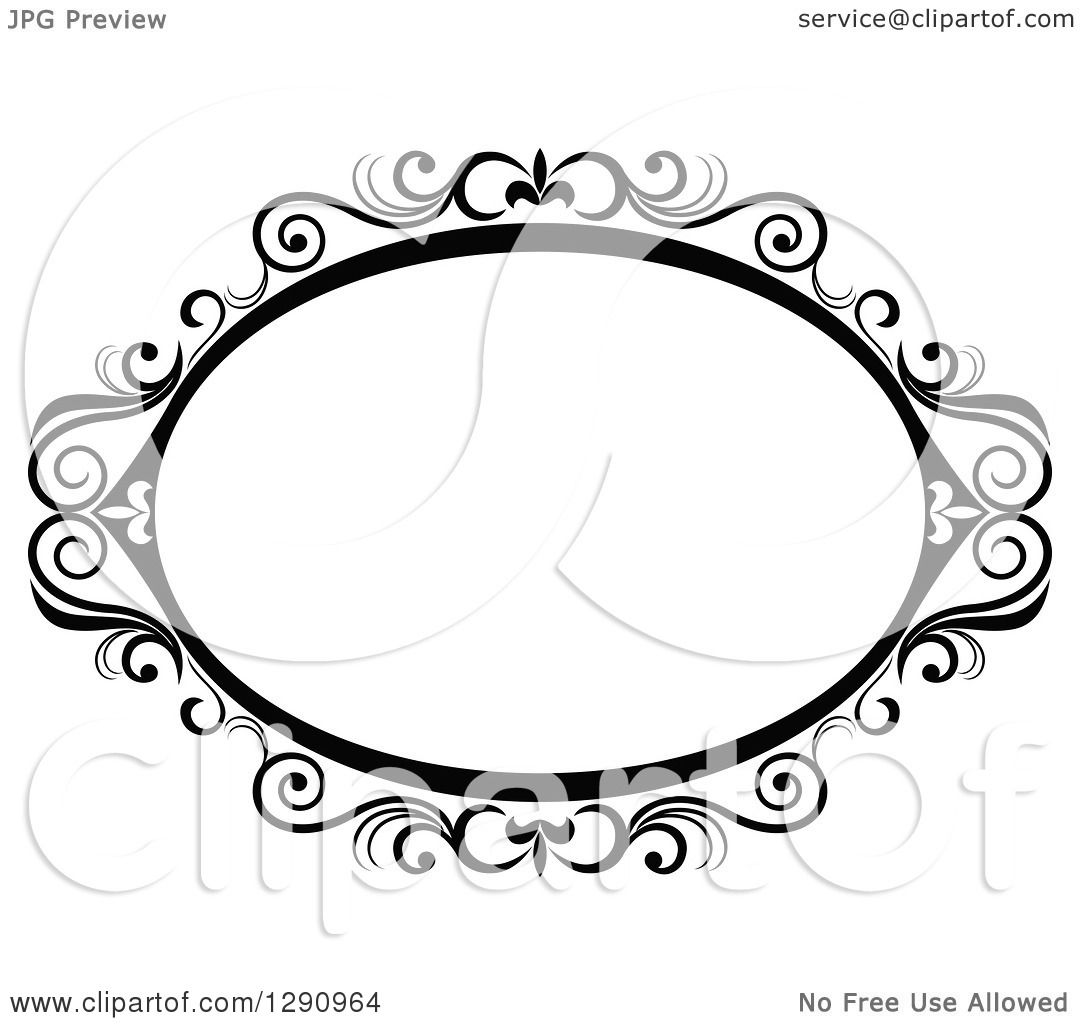 Illustration Of An Oval Frame Surrounded By Decorative Swirls Clip