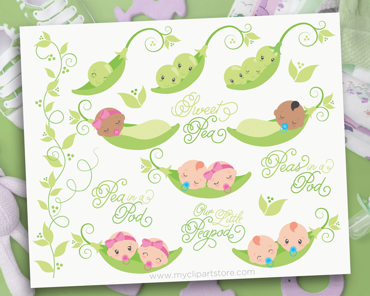 Free Vector Pod Of Green Peas On White Background Clip Art Library