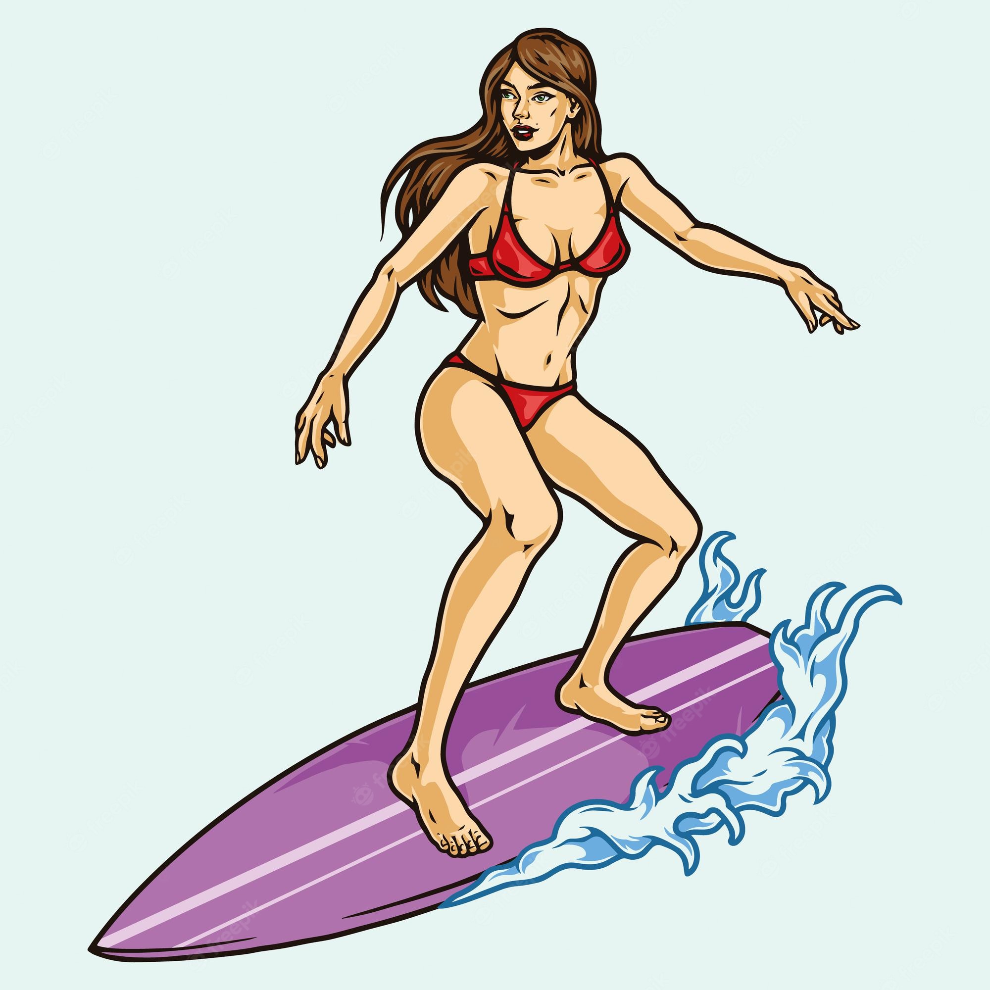 Surfer Girl On The Beach Stock Vector Illustration Of Hawaii Clip