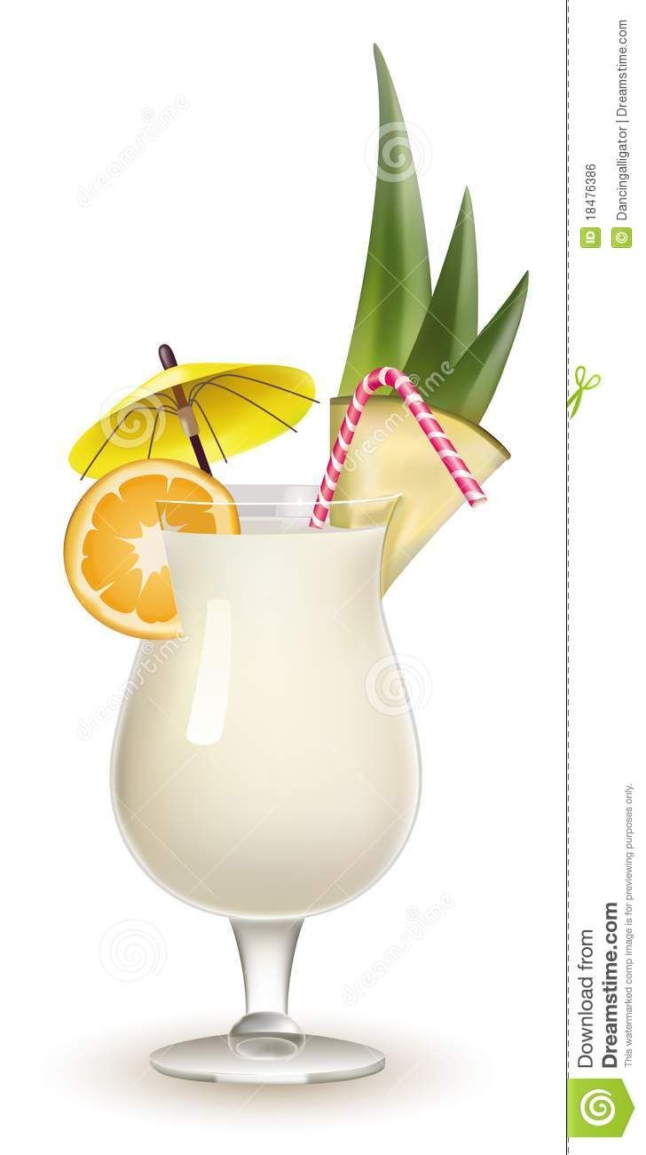 Pina Colada In Glass Piece Of Pineapple And Coconut Isolated On Clip