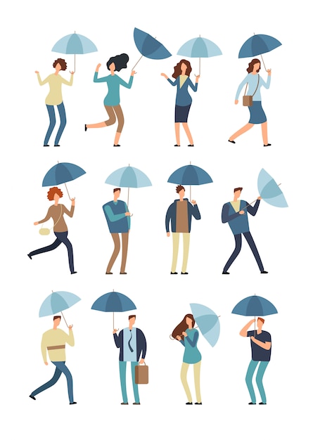 Flat Vector People Pack Rain Umbrella Clipart Ai Eps Png Clipart