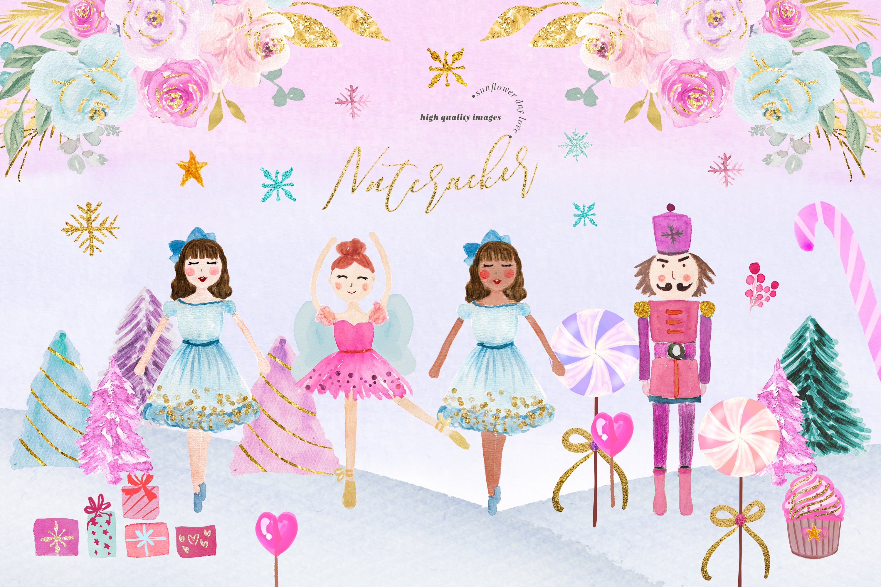 Nutcracker Ballet Christmas Watercolor Clipart Xmas PNG Clip Art Library