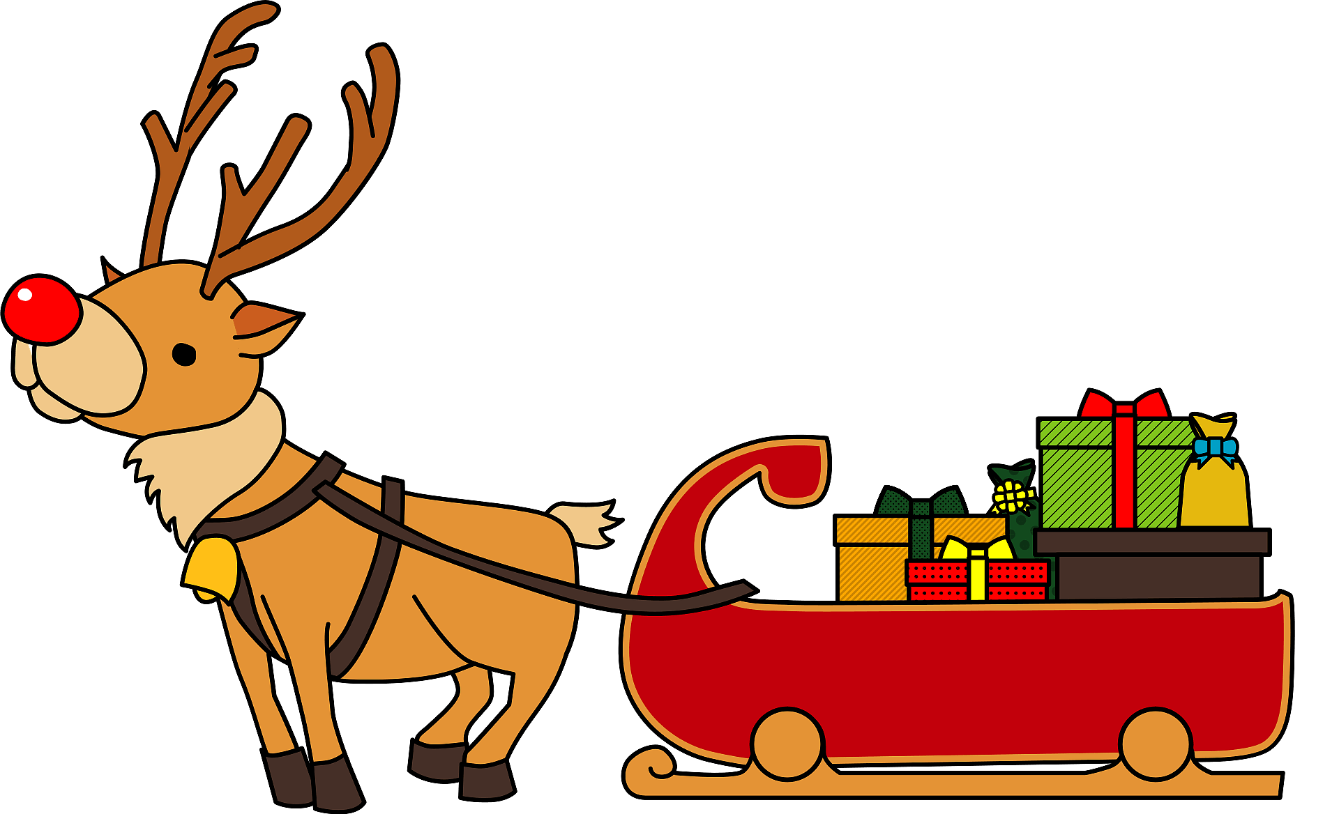 Santa Claus Sleigh And Reindeer Harness Royalty Free Vector Clip Art