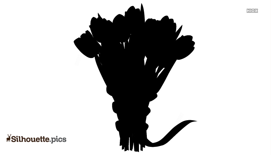 Vector Black Silhouette Of Roses Bouquet Isolated On A White Clip Art