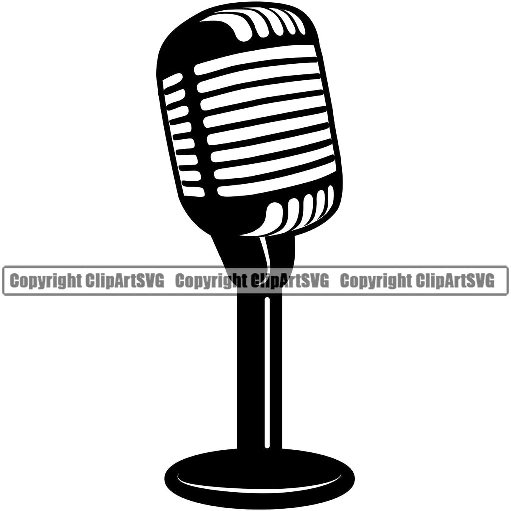 Classic Microphone Cut Files For Cricut Clip Art Silhouettes Eps Svg Pdf Png Dxf Jpeg