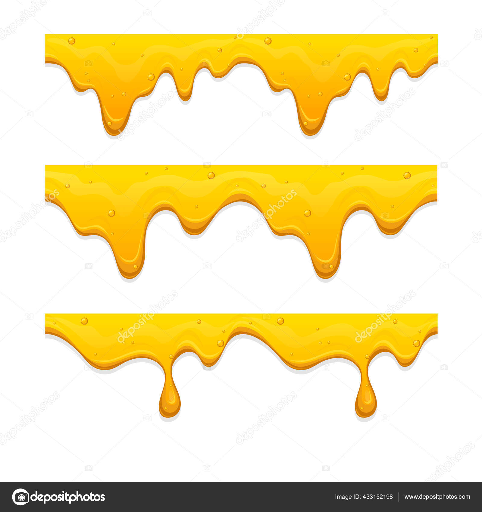 Melting Dripping Honey Border Amber Gold Liquid Vector Image Clip Art