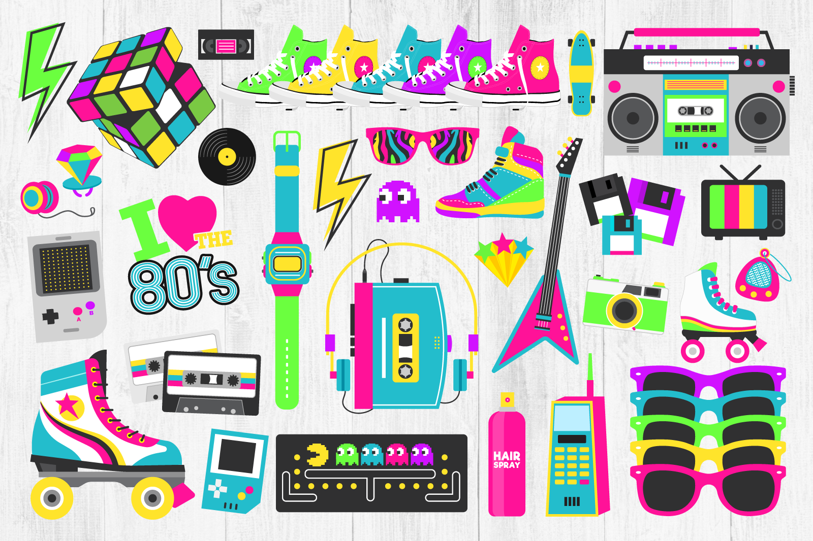 I Love The 80s Clipart Cutting Files 450c Clip Art Library