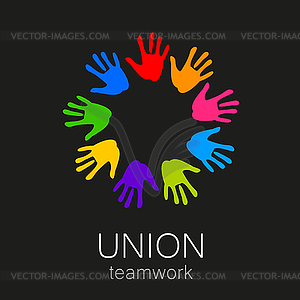 Vector Clipart Of Logo Teamwork Union Swooshes People Teamwork Clip