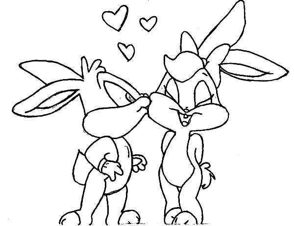 Baby Looney Tunes Lola Bunny Kissed by Bugs Bunny Coloring Pages