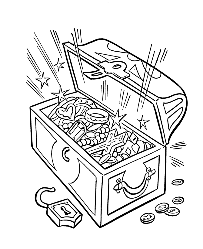 A Underwater Treasure Chest Coloring Page - Coloring Pages For All