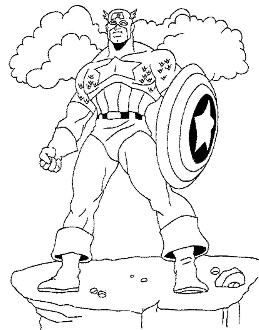 Free Captain America| Coloring Pages for Kids | Super Heroes