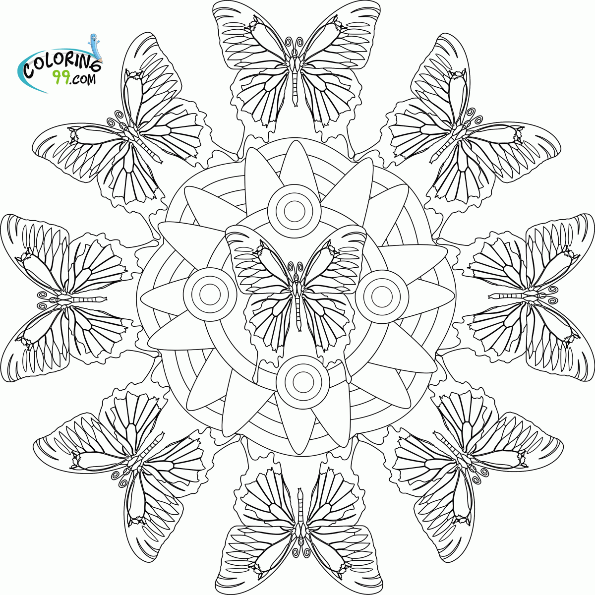 Free Free Butterfly Mandala Coloring Pages Download Free Free 