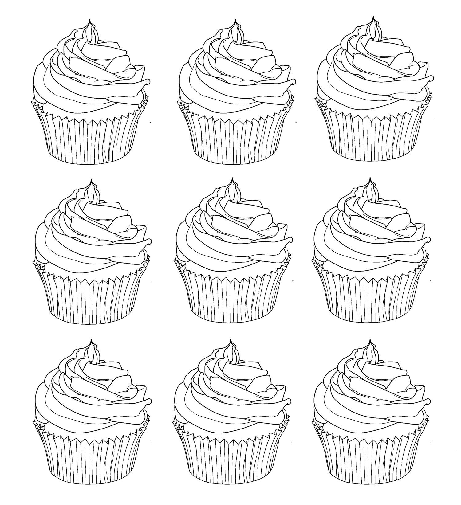 Cup Cake - | Coloring Pages For Adults : coloring-cupcakes-warhol