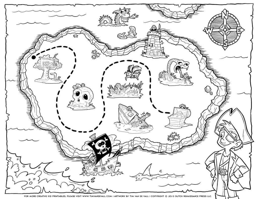 Free Coloring Page for kids: Pirate Coloring Pages Pirate Treasure