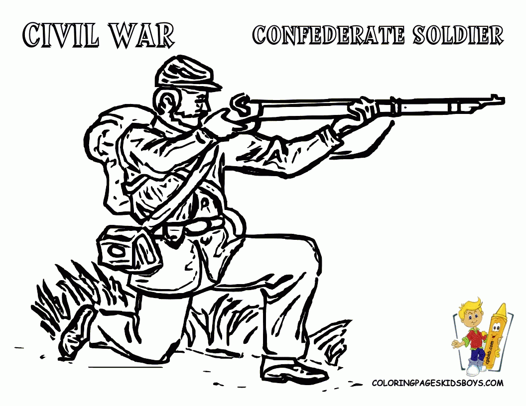 Civil War Army Soldier At Coloring Pages Kids Boysgif