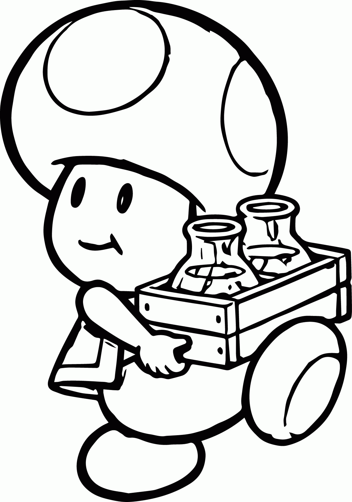 mario toad coloring page