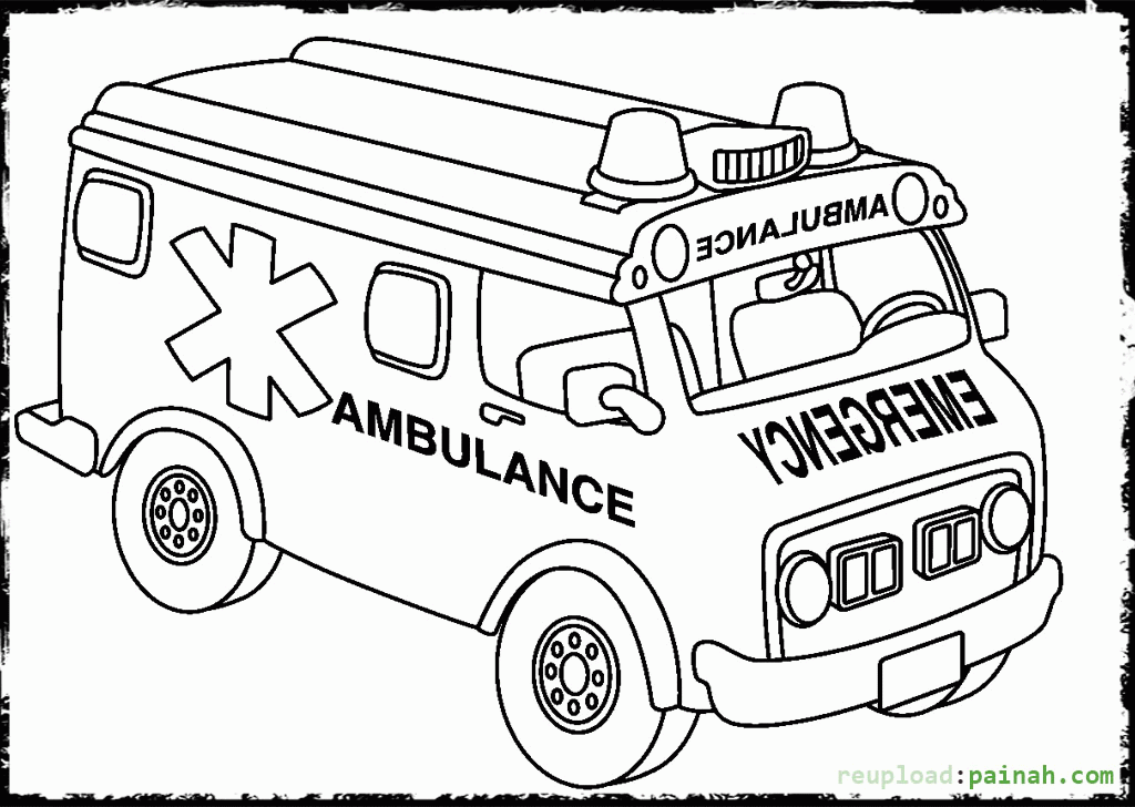 Free Ambulance coloring pages to print for kids