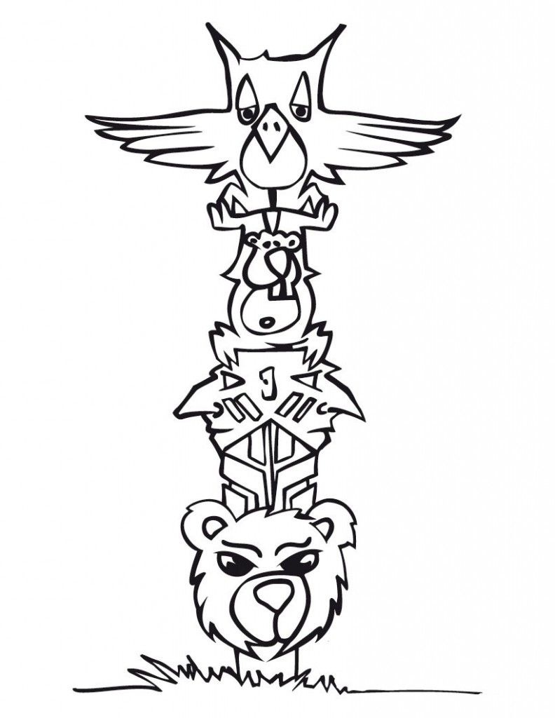 Totem Pole | Coloring Pages for Kids and for Adults