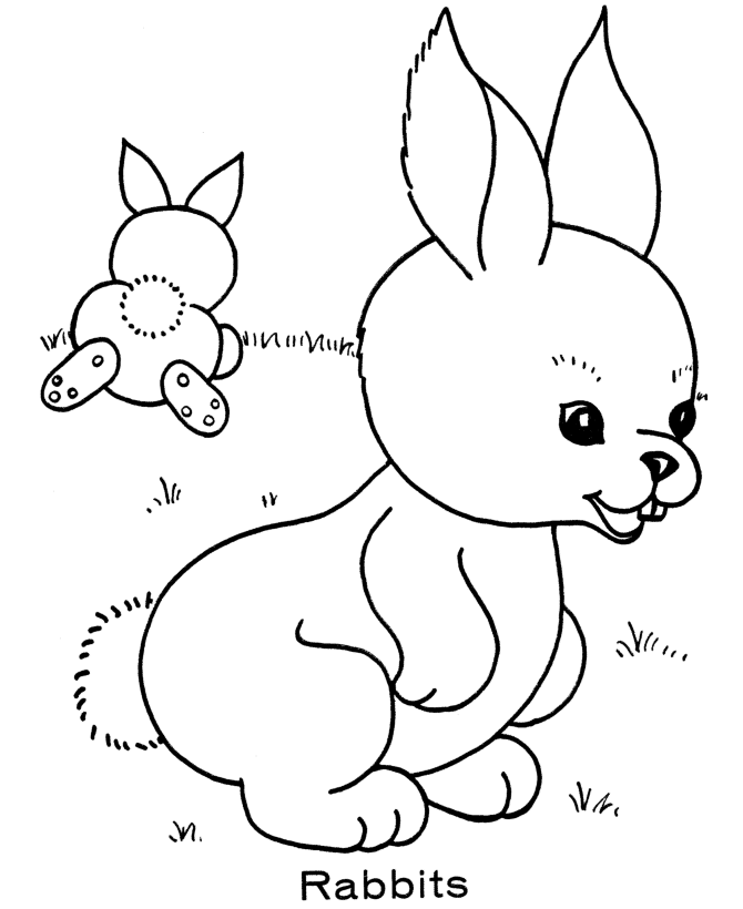 Easter Bunny Coloring Pages | BlueBonkers - pair of bunnies free