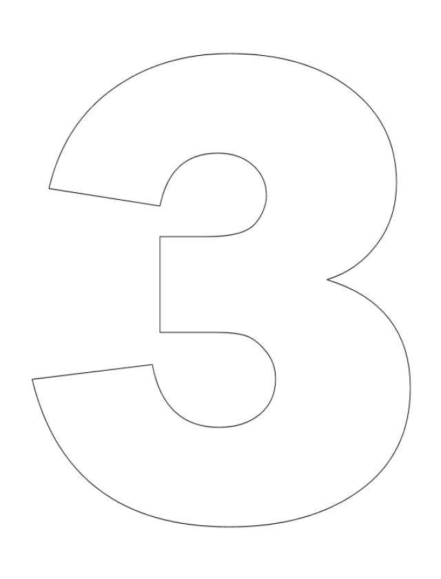 number three colouring pages - Clip Art Library