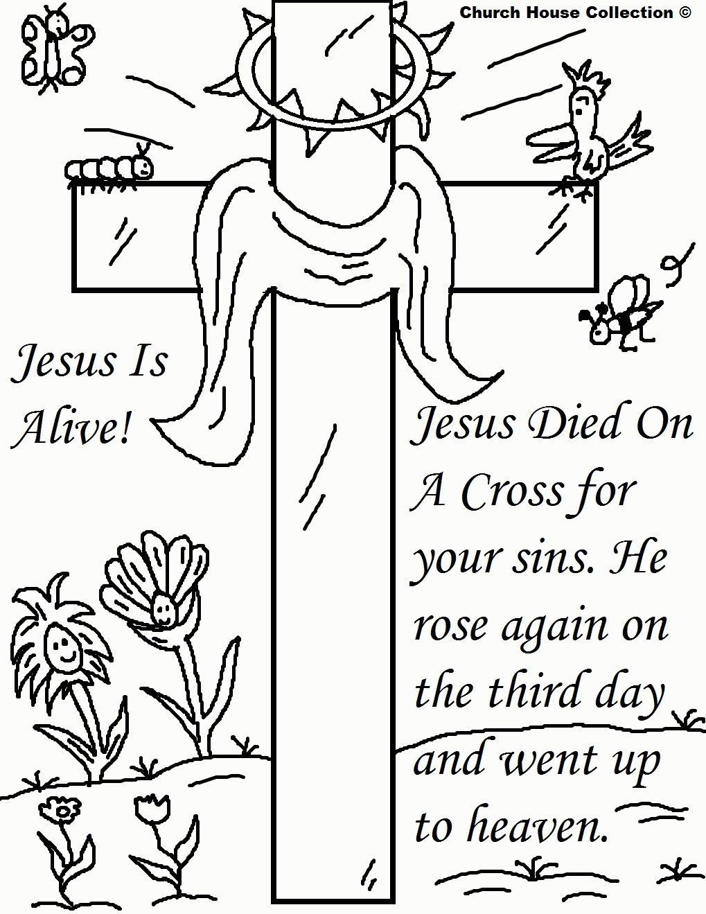 Easter Relibious Coloring Page Clipart Free Downloadable