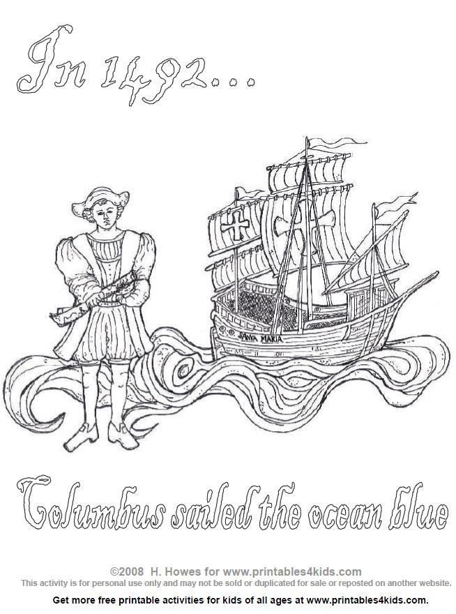 Christopher Columbus Coloring Pages For Kindergarten 