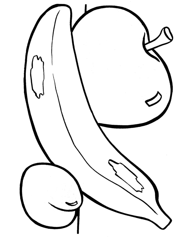 Easy Shapes Coloring Pages | Free Printable Apple / Bannana