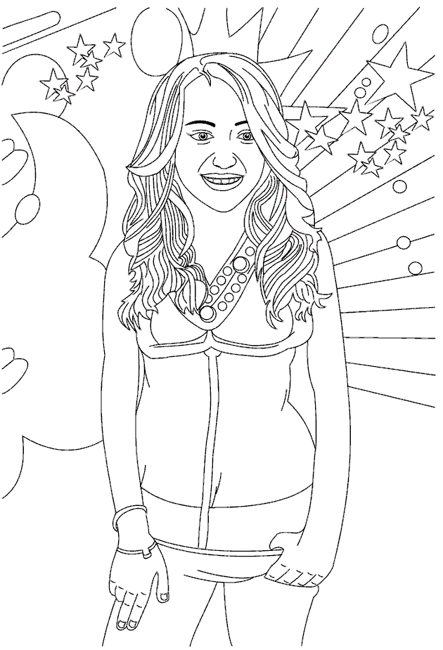 Hannah Montana online coloring page to print and free download