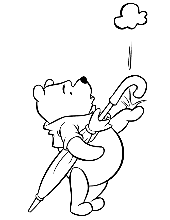 Winnie The Pooh Starting To Rain Coloring Page | HM Coloring Pages