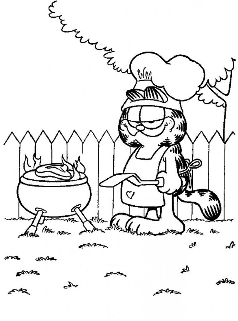 Garfield Was Cooking Coloring Page 