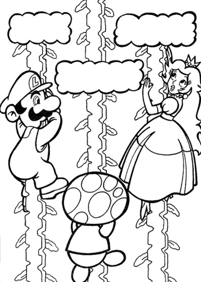 Print Luigi And Toad Saving Princess Peach Mario Coloring Page