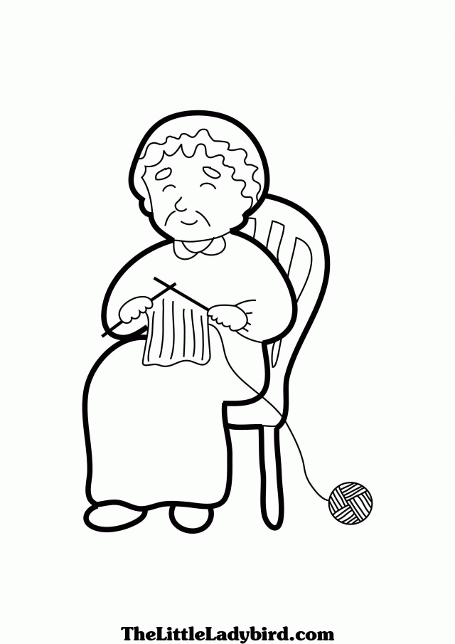 Coloring Page Of A Grandmother Knitting A Scarf Coloring Pages