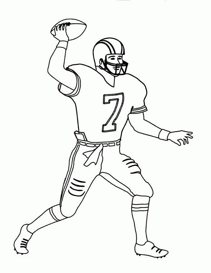 Cool Football Player Free Coloring Page - Sports Coloring Pages