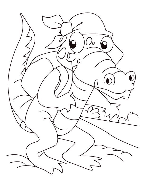 Alligator on a picnic coloring pages | Download Free Alligator
