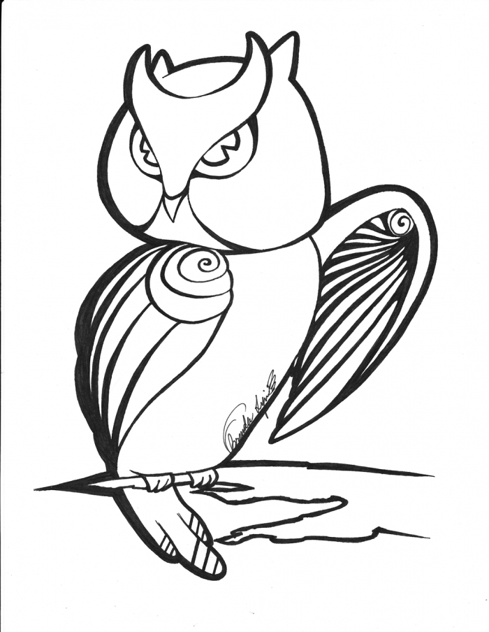 Drawing Owl Coloring Sheet com
