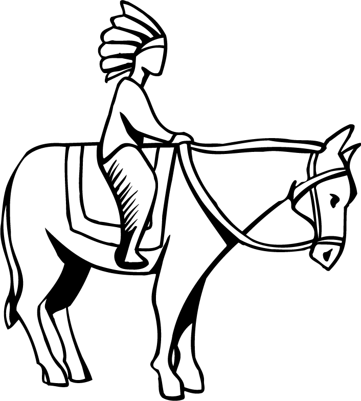 The Indians Ride A Horse Coloring Pages: The Indians Ride A Horse