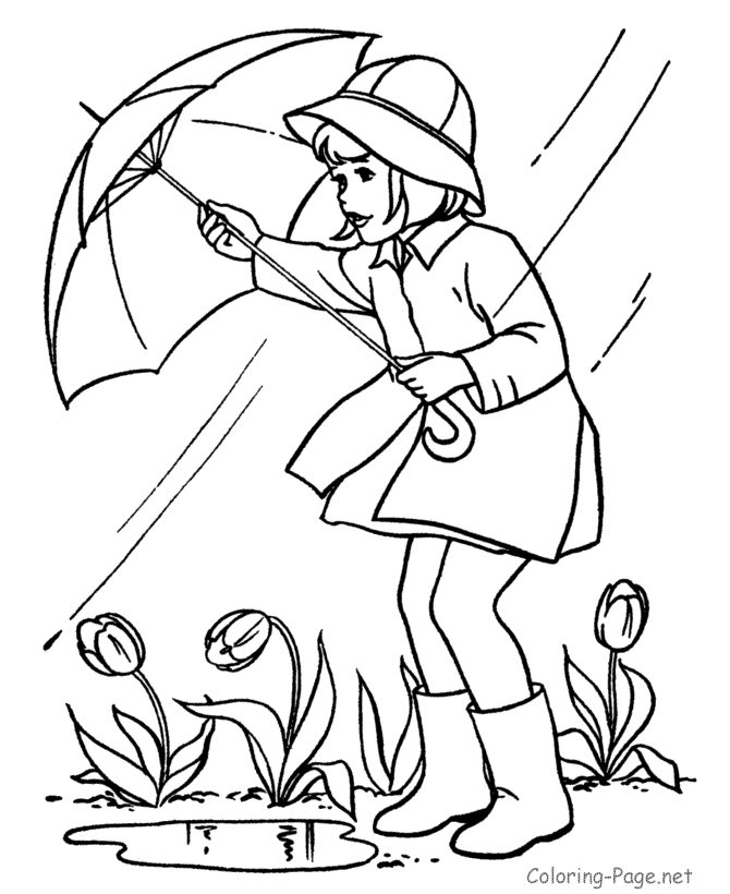 Spring coloring page - Spring rain | April Showers Bring May Flowers 