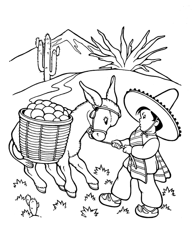 Farm Animal Coloring Pages | Stubborn Donkey Coloring Page