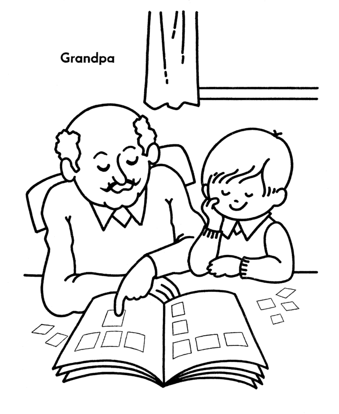 Grandparents Day Coloring Pages - Grandpa teaches me things