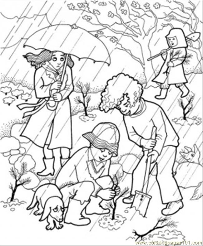 Coloring Pages Rain In The Garden (Natural World  Fallouts