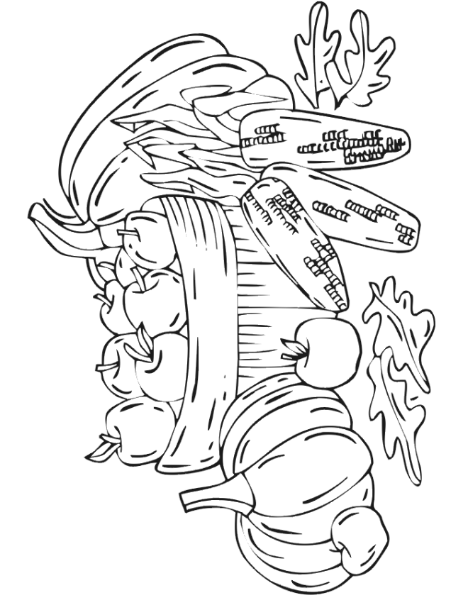 Autumn Coloring Page | Fall Harvest Vegetables