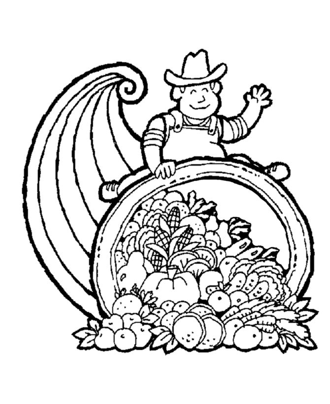Thanksgiving Holiday Coloring page sheets: Thanksgiving Farmer