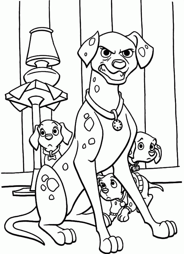Download Dottie Protects Her Puppies Dalmatians Coloring Pages